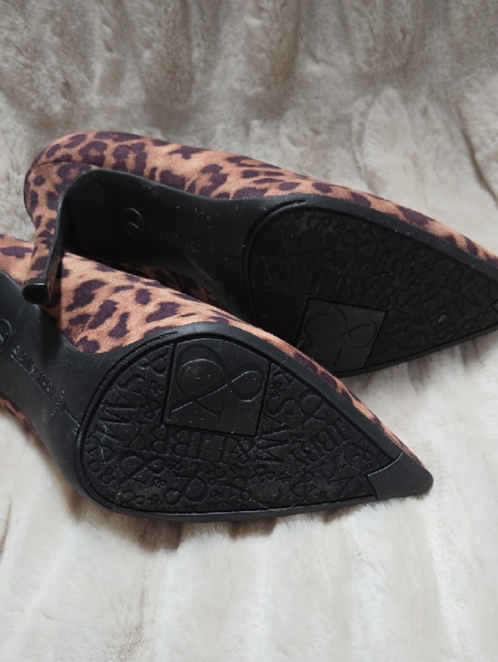 Sam & Libby Leopard Print Pointed Toe Stiletto Heels - Brown/Black - Picture 3 of 4